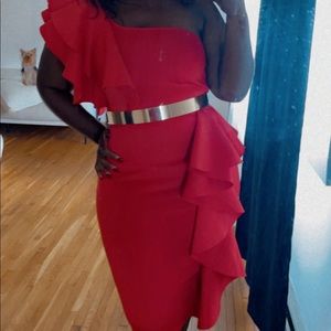 Stylishine Women's Cocktail Party One Shoulder Ruffle Bodycon Formal...